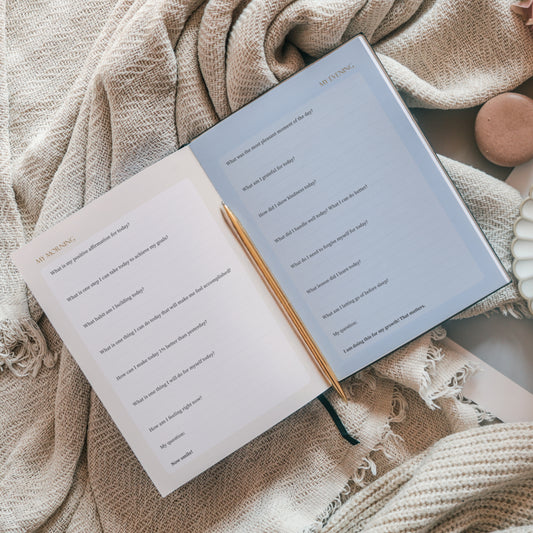 5-minute journal with morning prompts for gratitude and intention setting