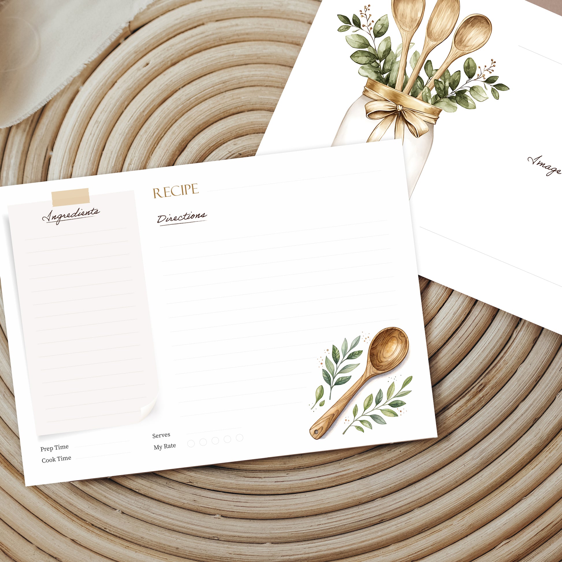 Vintage Recipe Card Refill Pack Spoon Kitchen Sheets